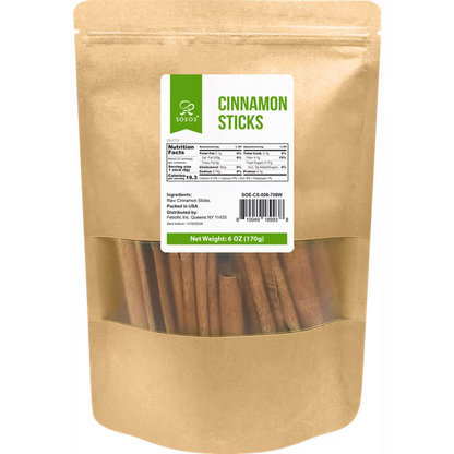 Soeos Cinnamon Sticks, 6 oz (170g), Medium Kraft Bag