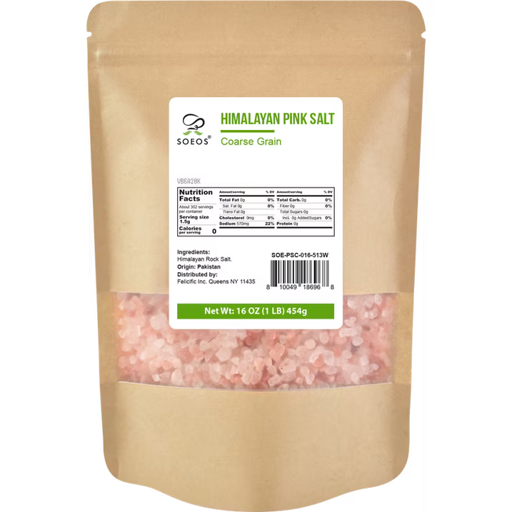 Soeos Himalayan Pink Salt, Coarse Grain, 453.59 Grams
