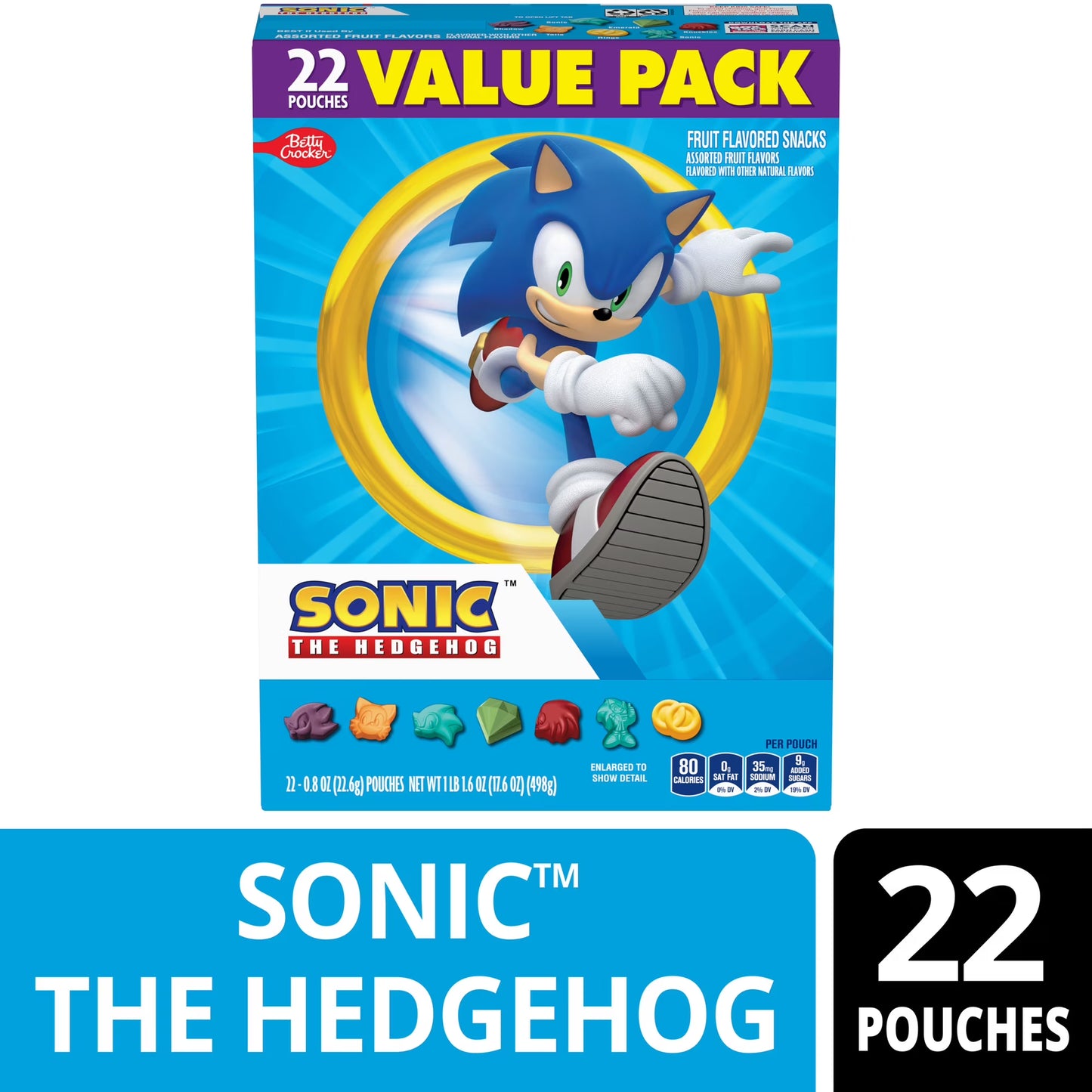 Sonic Fruit Flavored Snacks, Fat Free and Gluten Free, Value Pack, 17.6 oz, 22 Pouches