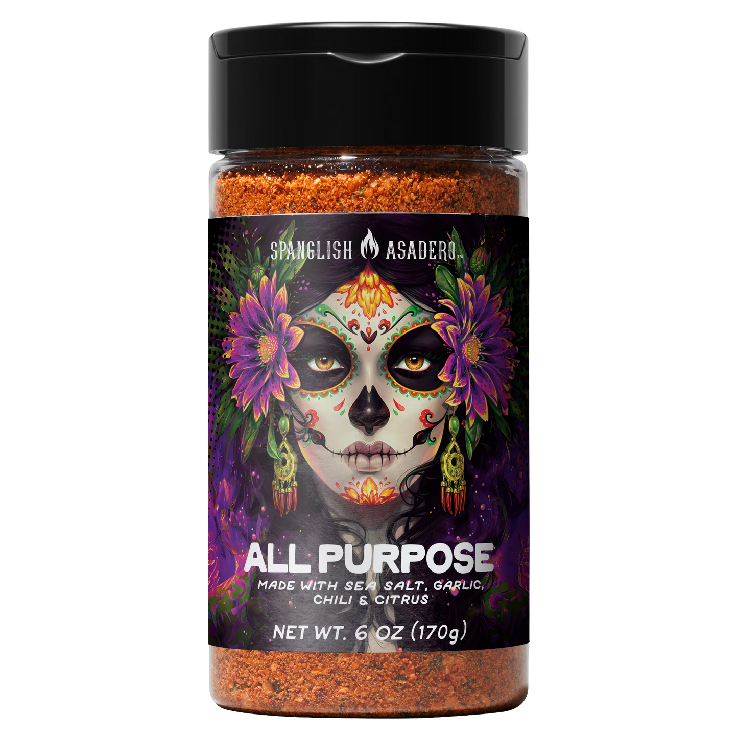 Spanglish Asadero All Purpose Seasoning Blend with Sea Salt, Garlic, Chili, and Citrus, 6 oz