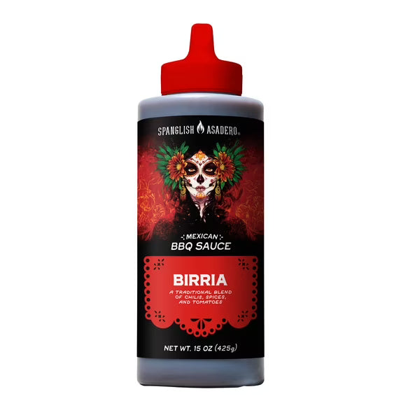 Spanglish Asadero Birria BBQ Sauce for Beef, Pork, and Chicken, 15 oz Bottle