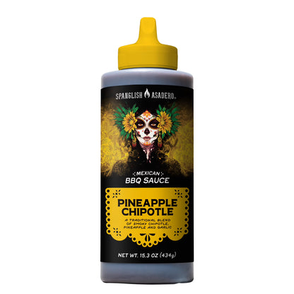 Spanglish Asadero Pineapple Chipotle BBQ Sauce for Beef, Pork, and Chicken, 15.3 oz Bottle