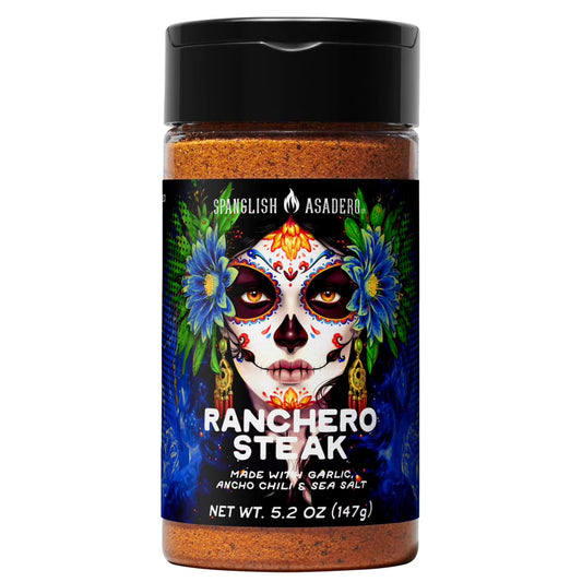 Spanglish Asadero Ranchero Steak Seasoning Blend with Garlic, Ancho Chili, and Sea Salt, 5.2 oz