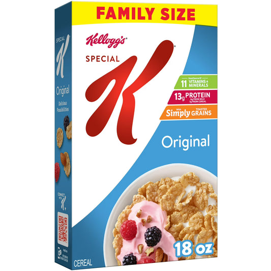 Kellogg's Special K Original Breakfast Cereal Family Size Box, 18 oz