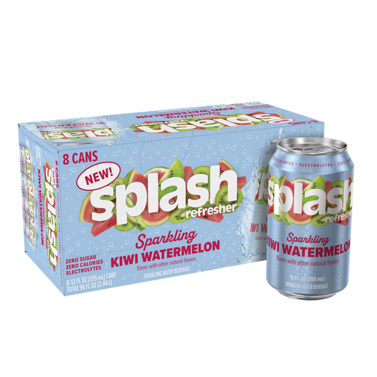 Splash Kiwi Watermelon Sparkling Water, 12 fl oz, 8 Cans