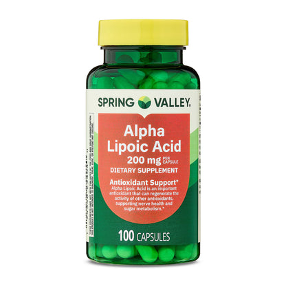 Spring Valley Alpha Lipoic Acid, Antioxidant Support, Dietary Supplement, 200mg Capsule, 100 Count