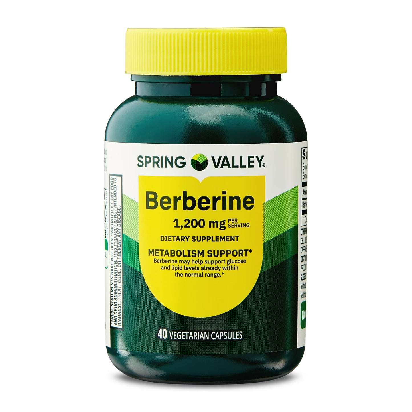 Spring Valley Berberine Metabolism Support Dietary Supplement, 1200 mg, 40 Count