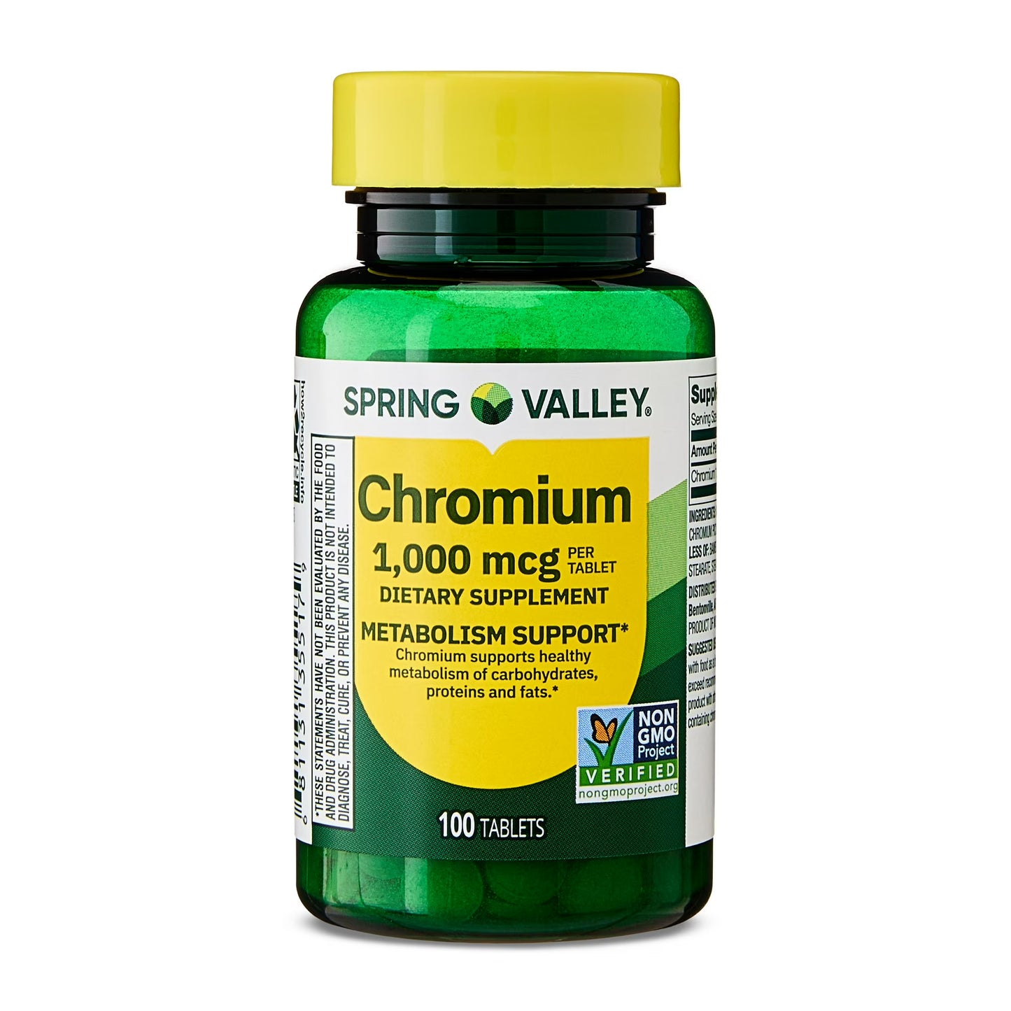 Spring Valley Chromium Metabolism Support Dietary Supplement Tablets, 1,000 Mcg, 100 Count