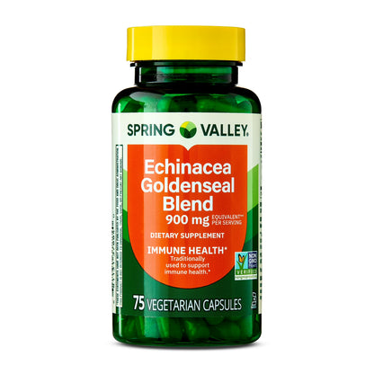 (3 pack) Spring Valley Echinacea Goldenseal Blend Dietary Supplement, 900 mg, 75 Vegetarian Capsules