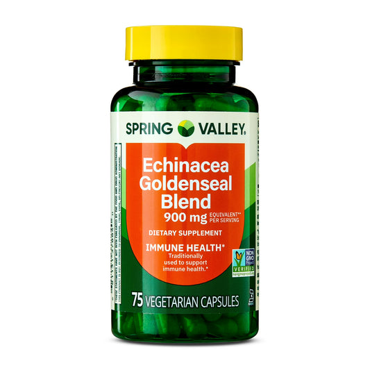 (3 pack) Spring Valley Echinacea Goldenseal Blend Dietary Supplement, 900 mg, 75 Vegetarian Capsules