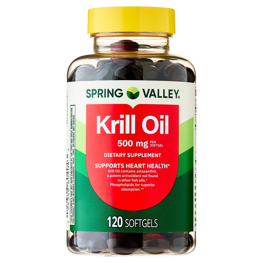 Spring Valley Krill Oil Softgels for Heart Health Support, 500 mg, 120 Count