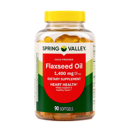 Spring Valley Flax Seed Oil Dietary Supplement Softgels, 1400 mg, 90 Count