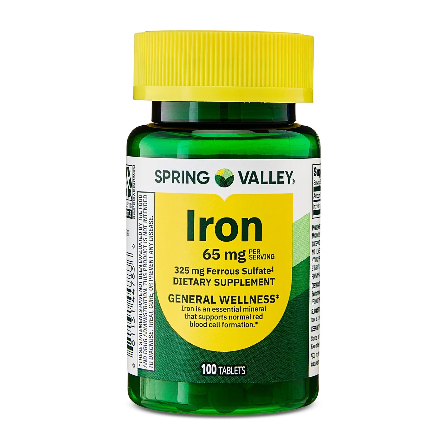 (3 pack) Spring Valley Iron General Health & Wellness Dietary Supplement Tablets, 65 mg, 100 Count