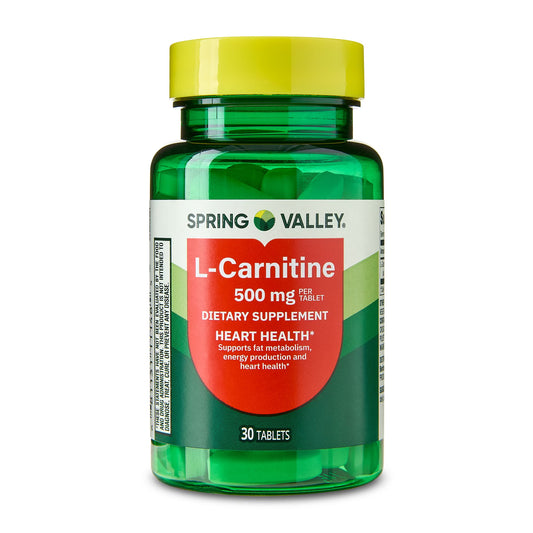 Spring Valley L Carnitine Amino Acid Dietary Supplement Tablets for Heart Health, 500 mg, 30 Count