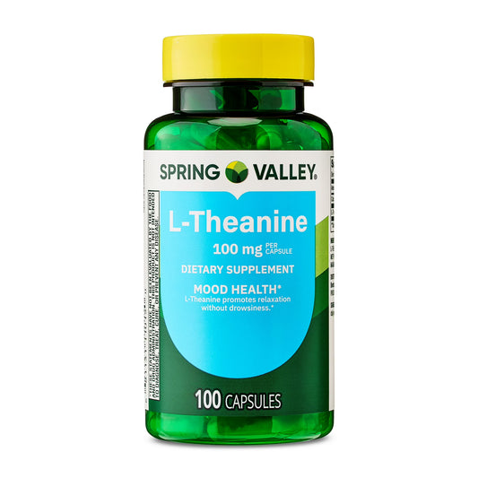 Spring Valley L-Theanine Dietary Supplement Capsules for Mood Support, 100 mg, 100 Count