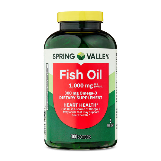 Spring Valley Fish Oil Omega-3 Softgels for Heart Health, 1000 mg, 300 Count