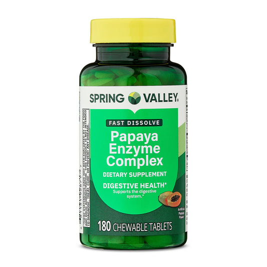 (2 pack) Spring Valley Papaya Enzyme Complex Chewable Tablets Dietary Supplement, Digestive Health, 180 Count
