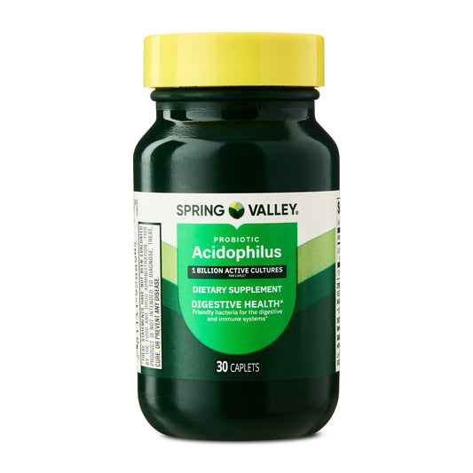 (2 pack) Spring Valley Probiotic Acidophilus Caplets for Digestive Health, 1 Billion Active Cultures, 30 Count