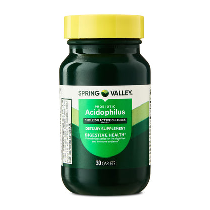 Spring Valley Probiotic Acidophilus Caplets for Digestive Health, 1 Billion Active Cultures, 30 Count