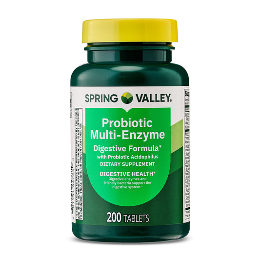 (3 pack) Spring Valley Probiotic Multi-Enzyme Digestive Formula Tablets, 200 Count