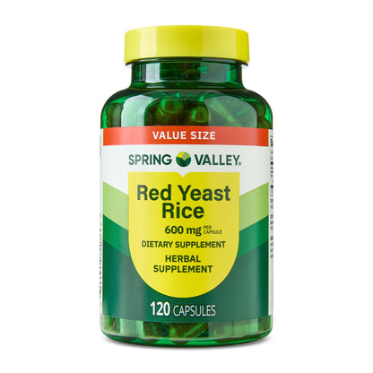 (3 pack) Spring Valley Red Yeast Rice Dietary Supplement Capsules, 600 mg, 120 Count