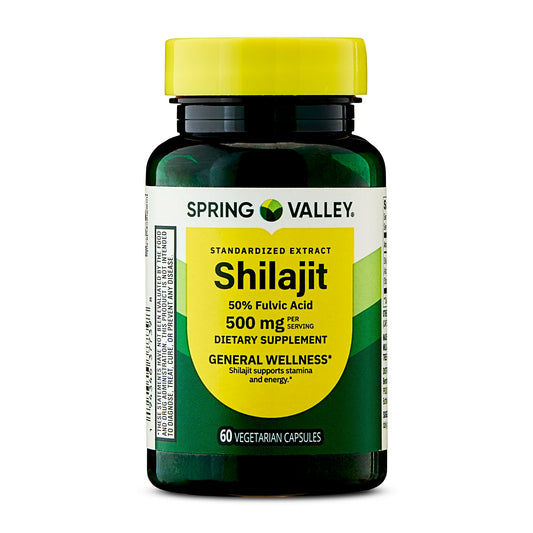 (3 pack) Spring Valley Shilajit 50% Fulvic Acid, 500mg, 60 Vegetarian Capsules