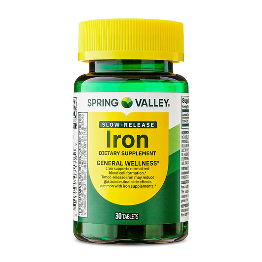 Spring Valley Slow Release Iron General Health & Wellness Dietary Supplement Tablets, 45 mg, 30 Count