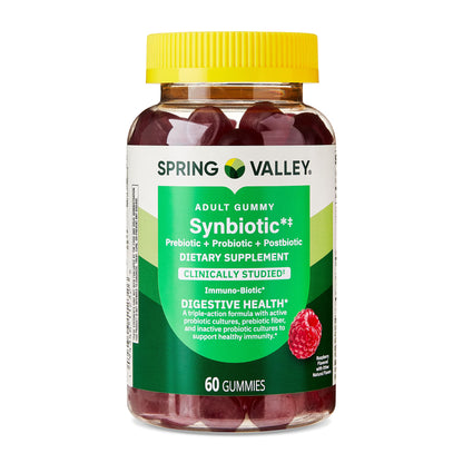Spring Valley Synbiotic Vegetarian Gummies for Digestive Health, Raspberry Flavor, 60 Count