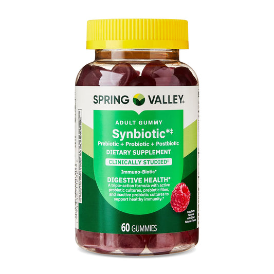 Spring Valley Synbiotic Vegetarian Gummies for Digestive Health, Raspberry Flavor, 60 Count