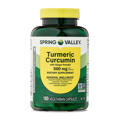 (3 pack) Spring Valley Turmeric Curcumin with Ginger Powder Dietary Supplement, 500 mg, 180 Count