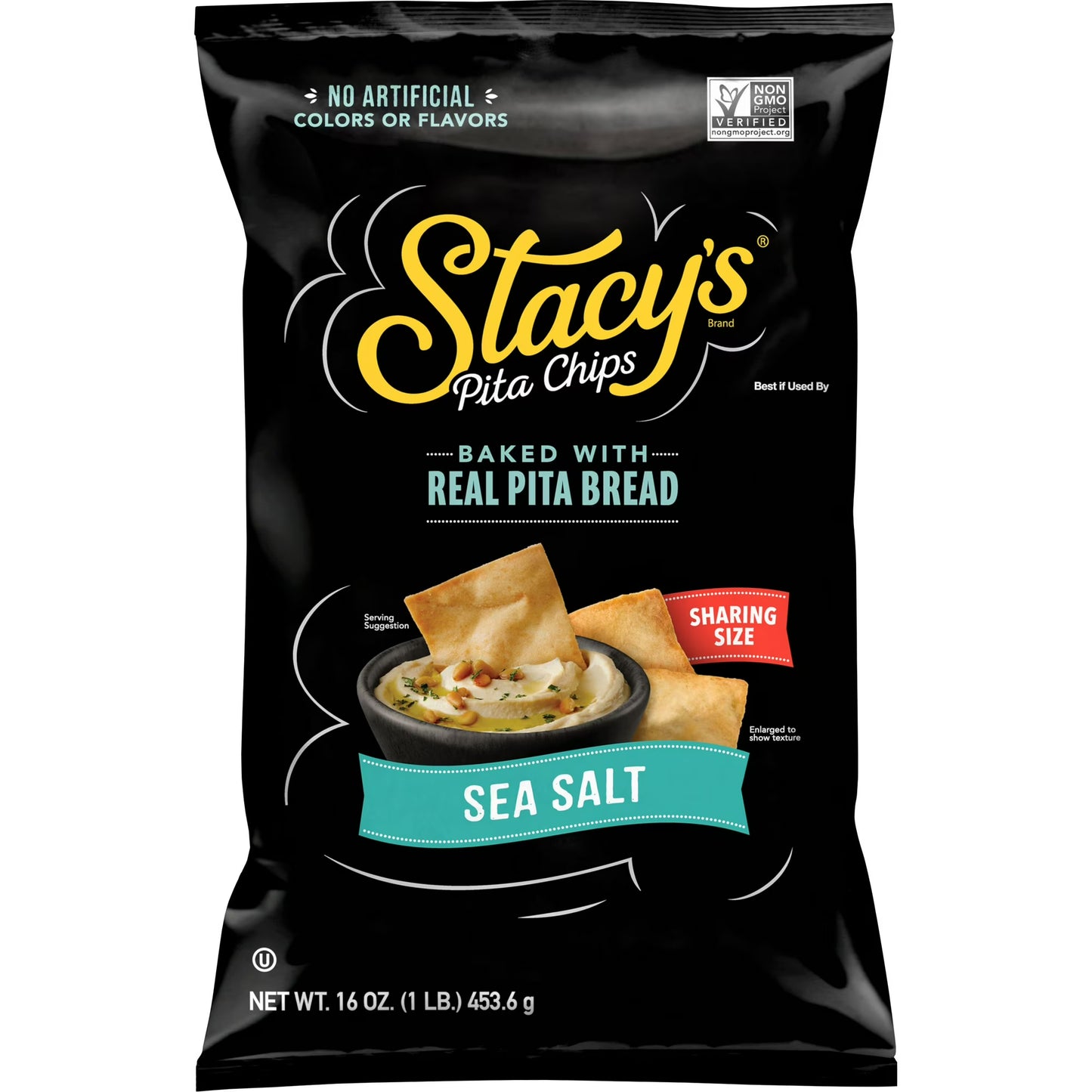 Stacy’s No Artificial Colors or Flavors Sea Salt Pita Chips Bag, 16 oz