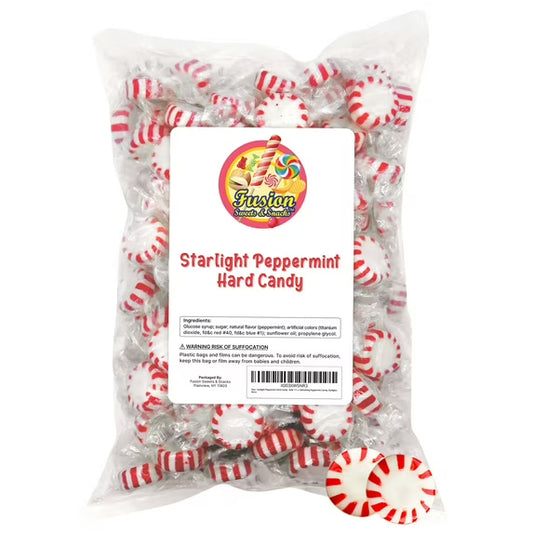 Starlight Peppermint Hard Candy - Bulk 2 Pounds Individually Wrapped Peppermints, Starlights Mints - Refreshing Peppermint Candies - Approx 170 Count