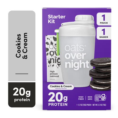 Oats Overnight High Protein Starter Kit - Cookies & Cream with Shaker Bottle