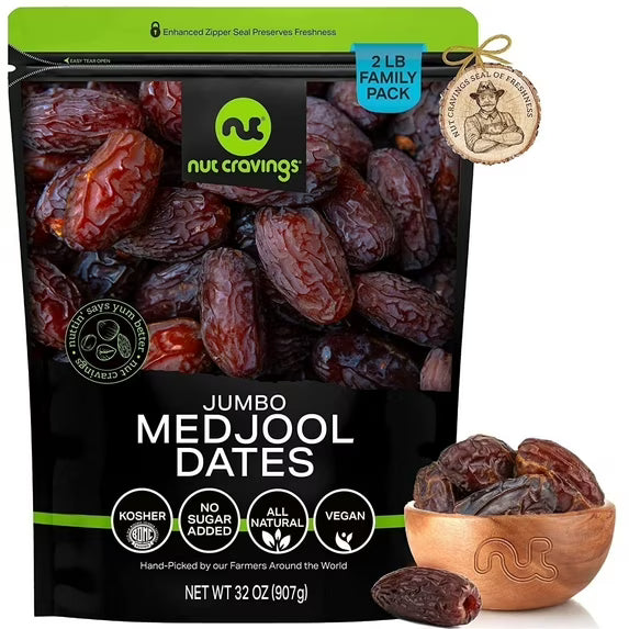 Sun Dried Jumbo Medjool Dates, No Sugar Added 80oz by Nut Cravings