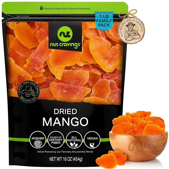 Nut Cravings Sun Dried Mango Slices, with Sugar Added (80oz - 5 lbs) Bulk