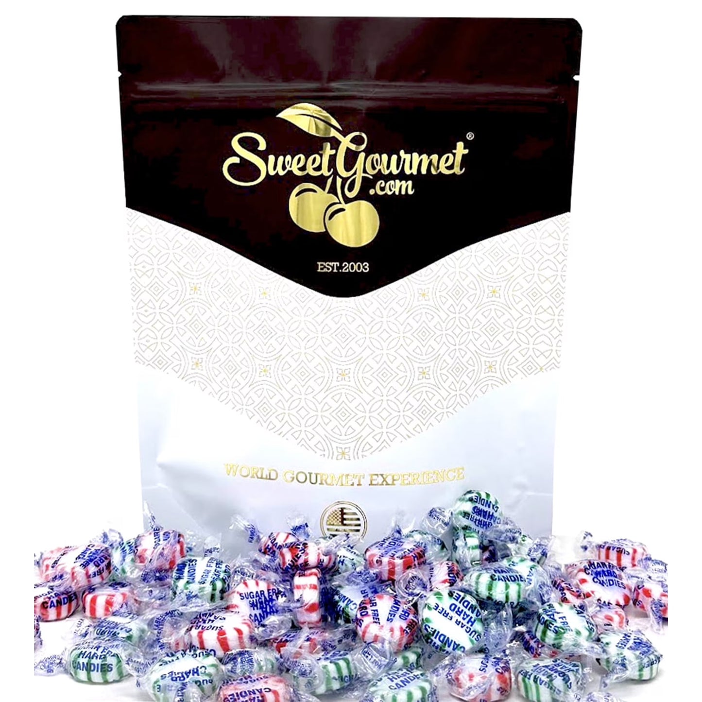 SweetGourmet Sugar-Free Christmas Starlights, Spearmint Peppermint Arcor Hard Candy, 1 Pound