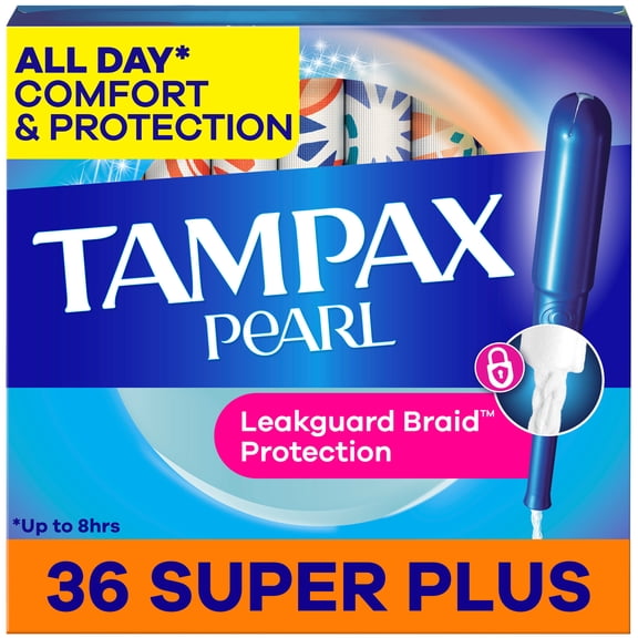 (3 pack) Tampax Pearl Tampons with LeakGuard Braid, Super Plus Absorbency, 36 Count