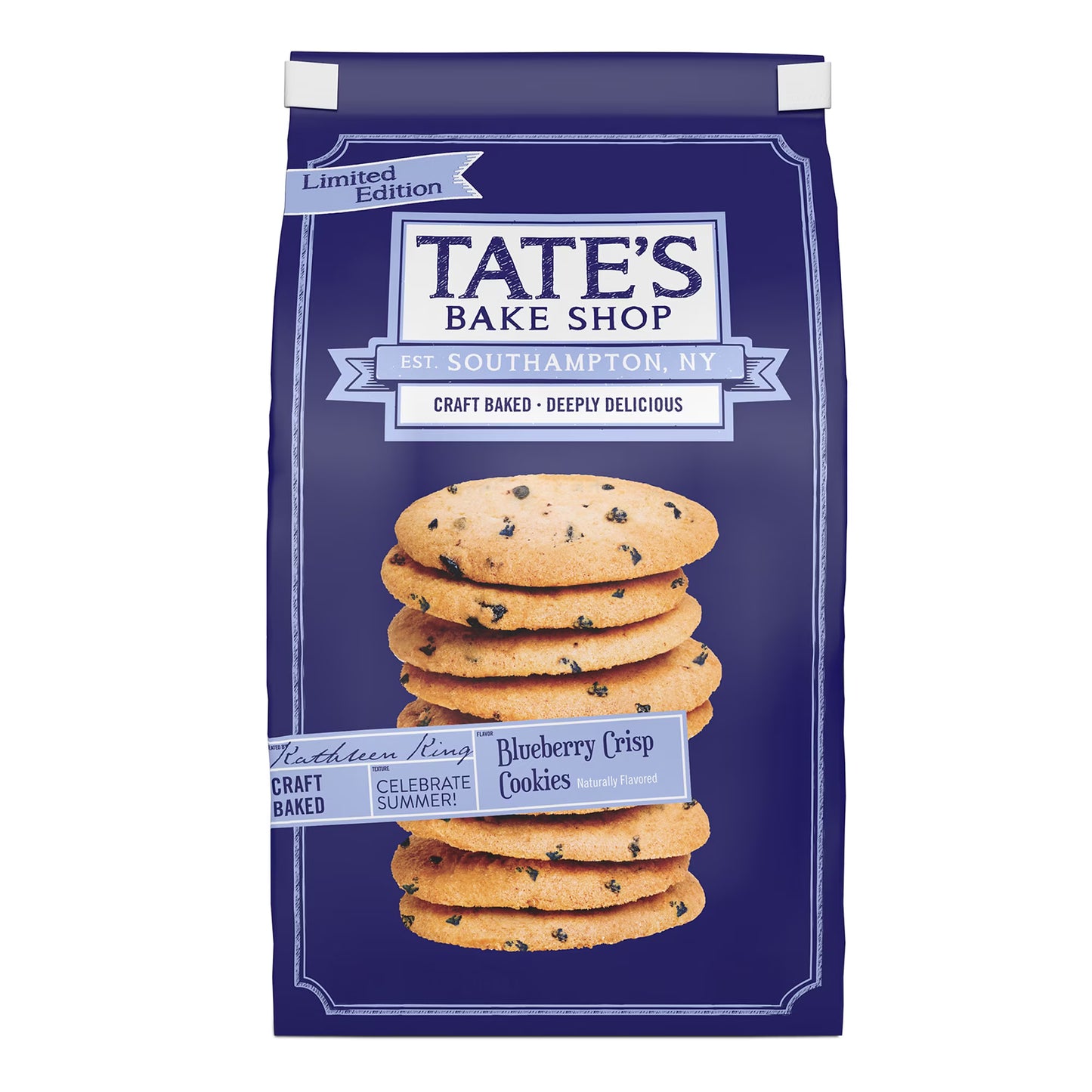 Tate's Bake Shop Blueberry Crisp Cookies, Limited Edition, 7 oz Bag