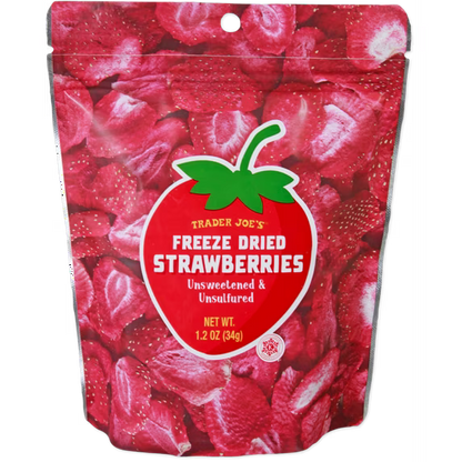 Trader Joe's Freeze Dried Strawberries Unsweetened Unsulfured Strawberry (1.2oz)