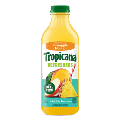 Tropicana Refreshers Pineapple Mango Juice Drink Real Fruit Juice, 46 fl oz