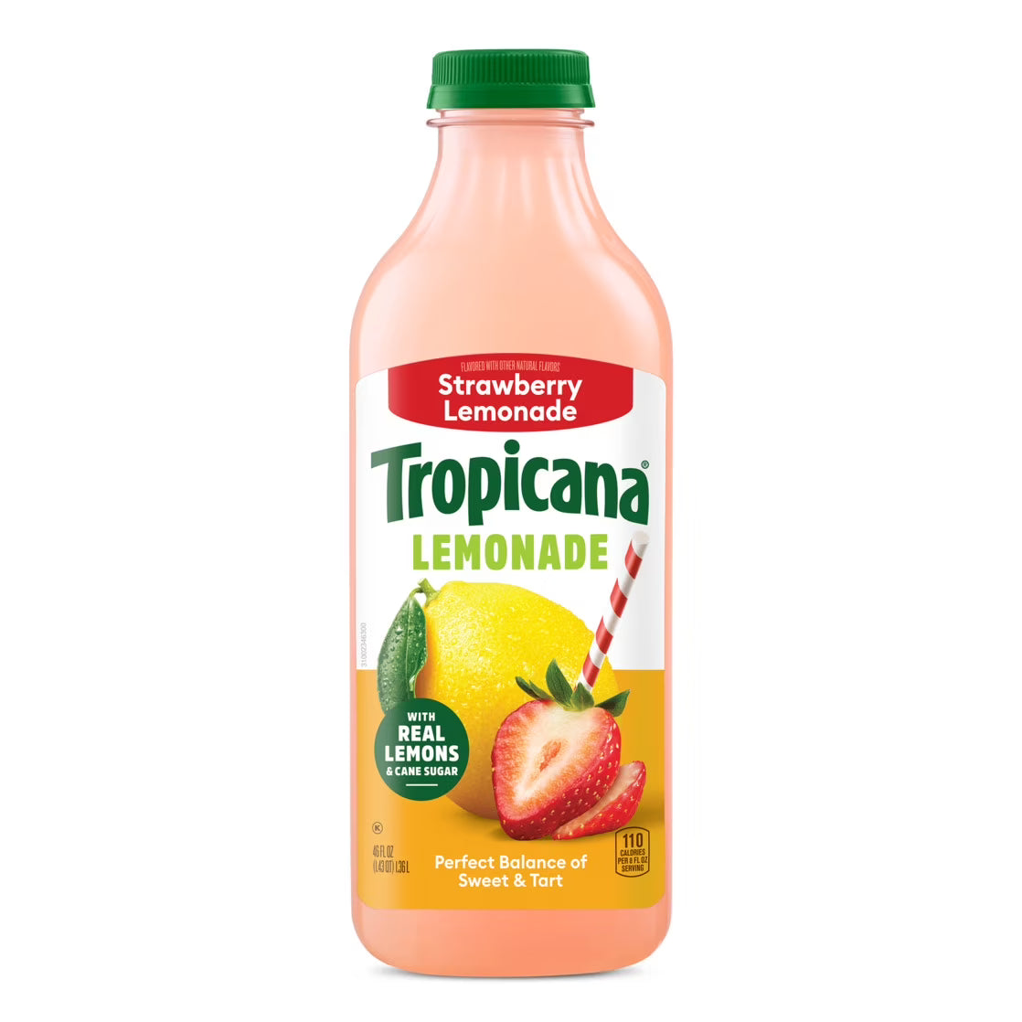 Tropicana Refreshers Strawberry Lemonade, Made with Real Lemons, 46 fl oz Bottle