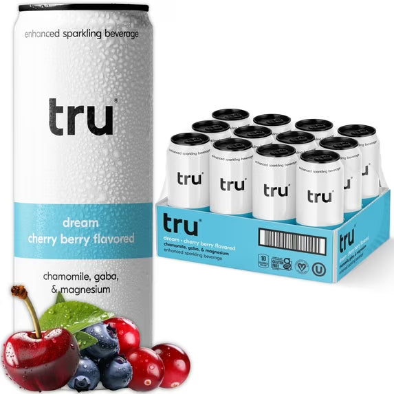 Tru Dream Cherry Berry Sparkling Water, Gluten Free, Vegan, Caffeine Free, 12 fl oz Cans, 12 Pack