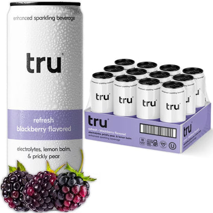 Tru Refresh Sparkling Water, Prickly Pear, Lemon Balm & Blackberry, Monk Fruit Sweetened, 12 fl oz, 12 Pack