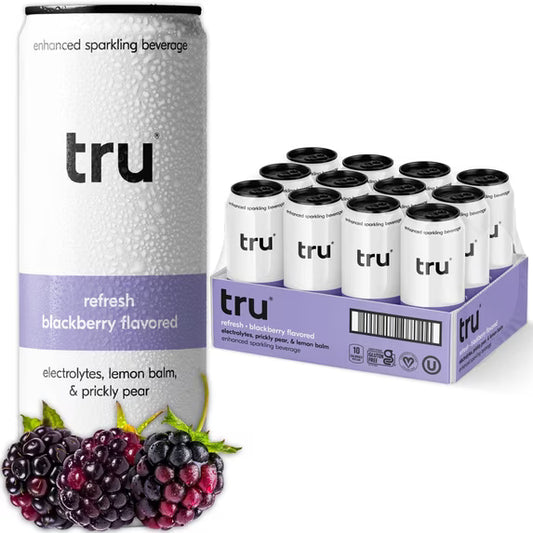 Tru Refresh Sparkling Water, Prickly Pear, Lemon Balm & Blackberry, Monk Fruit Sweetened, 12 fl oz, 12 Pack
