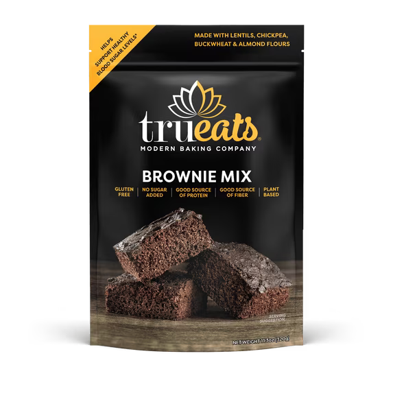 TruEats Brownie Mix: Low Glycemic, Protein & Fiber Rich, Gluten Free, Grain Free, Dairy Free, Diabetic Friendly, Vegan Friendly, Plant Based, Sweetened with Monk Fruit Sweetener