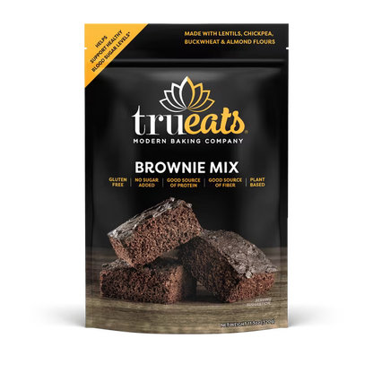 TruEats Brownie Mix: Low Glycemic, Protein & Fiber Rich, Gluten Free, Grain Free, Dairy Free, Diabetic Friendly, Vegan Friendly, Plant Based, Sweetened with Monk Fruit Sweetener