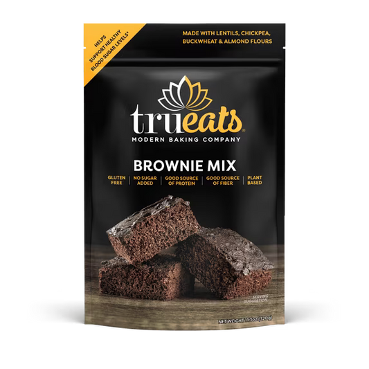 TruEats Brownie Mix: Low Glycemic, Protein & Fiber Rich, Gluten Free, Grain Free, Dairy Free, Diabetic Friendly, Vegan Friendly, Plant Based, Sweetened with Monk Fruit Sweetener