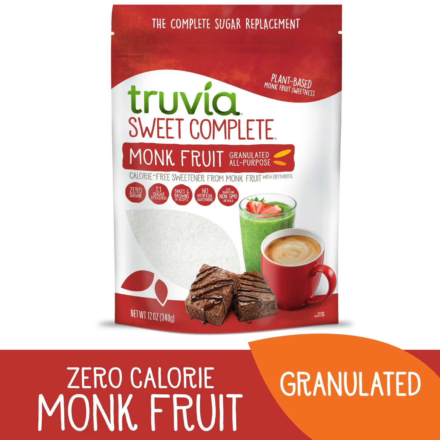 Truvia Sweet Complete Granulated Calorie-Free Sweetener from The Monk Fruit, 12 oz