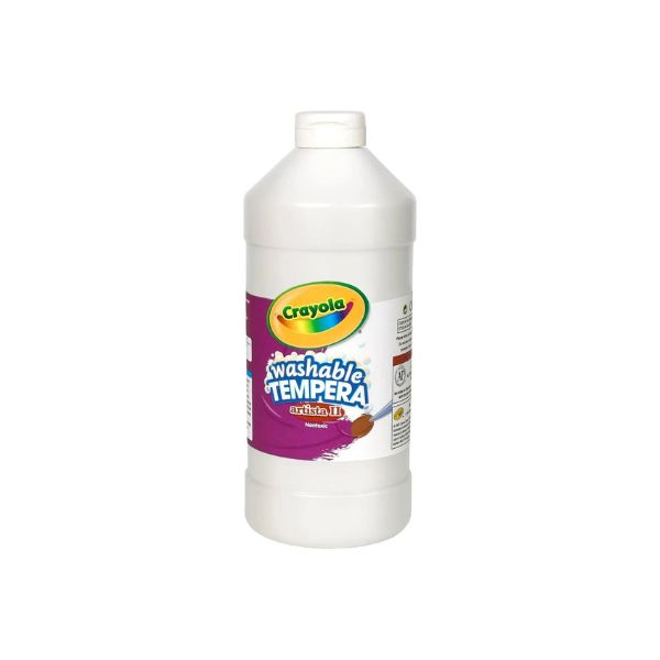 Crayola Washable Tempera Paint For Kids, White Paint, Classroom Supplies, Non Toxic, 32 Oz Squeeze Bottle