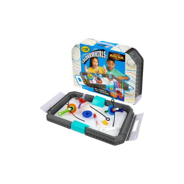 Crayola Colourwhirls Battle Arena Art Game, DIY Gyro Spin Art Toy with 4 Spinning Tops, Kids Battle Game & Creative Art Set, Gifts for Kids, Ages 6+